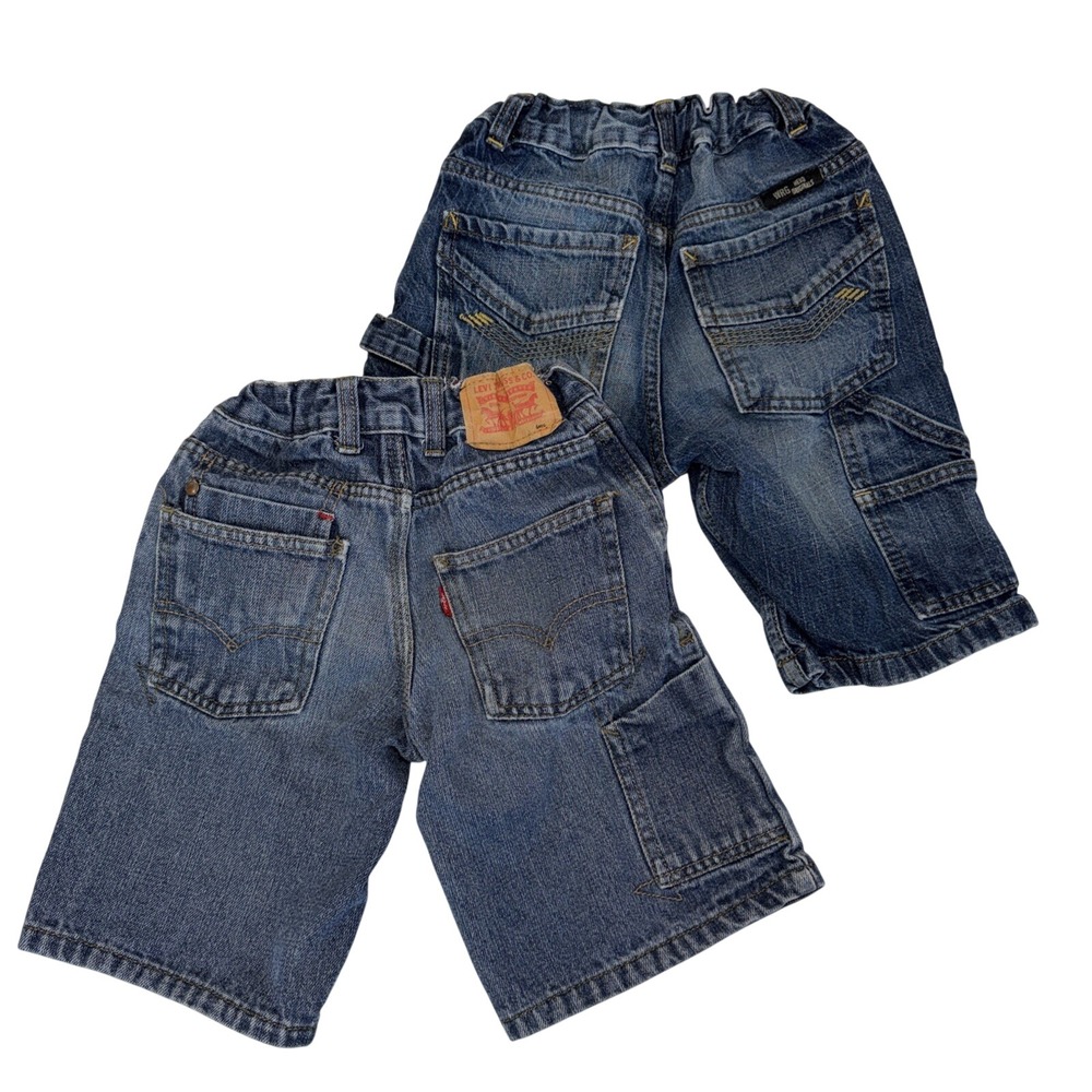 Vintage Levis Jorts Boy Size 6‎ Blue Denim Wide Leg 90s Wrangler Shorts